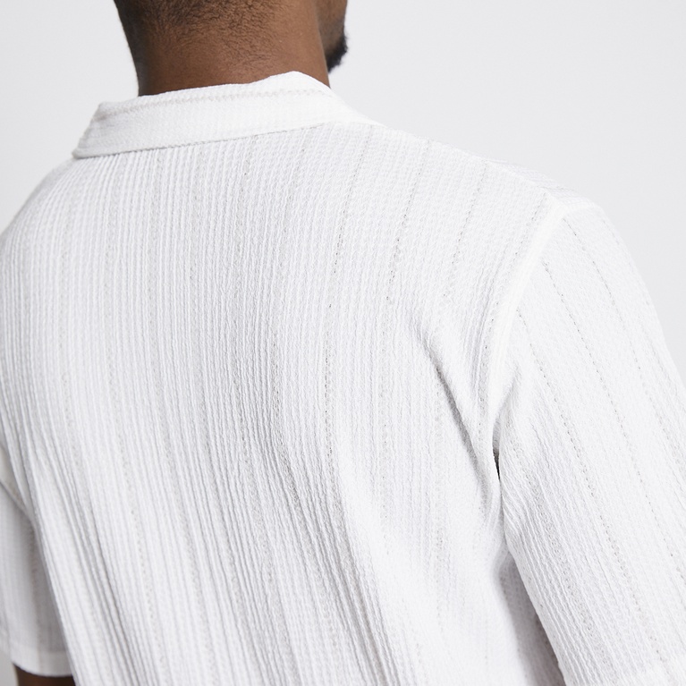 Short sleeve shirt "Steven Structure Stripe" Beige